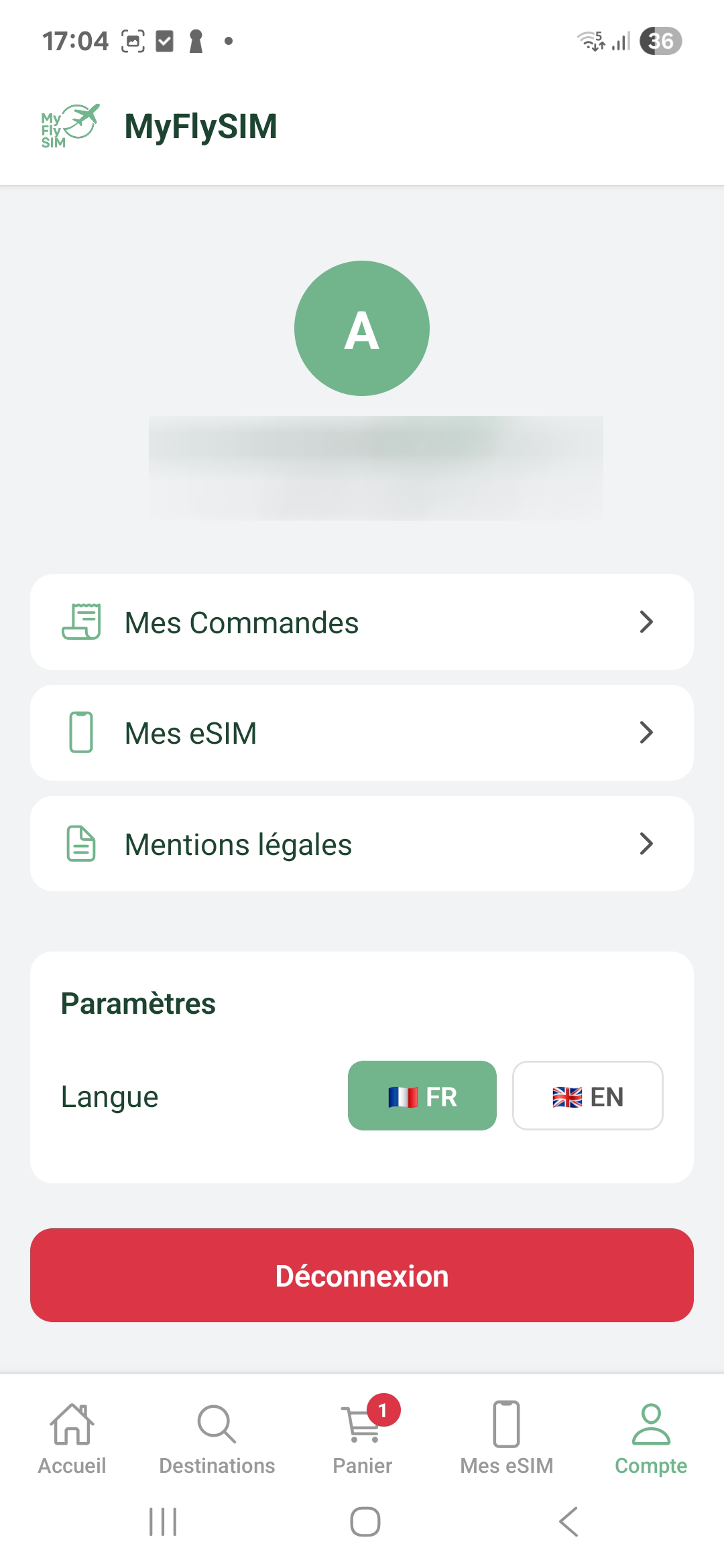 Espace compte